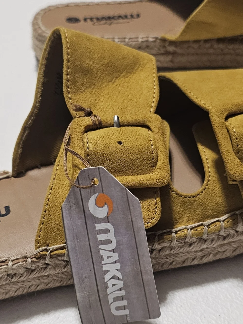 Women’s Mustard Suede Double-Buckle Slide Sandals